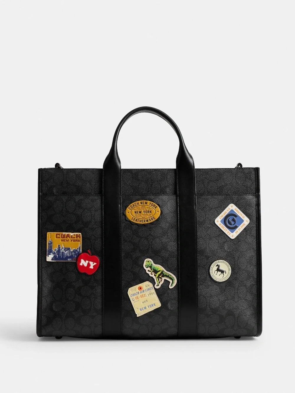 Coach Wesley Tote In Signature Canvas With Patches